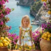 Vestido infantil de algodón estampado. Parte superior elástica.